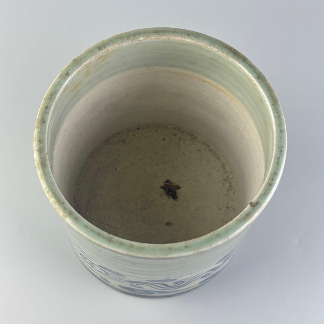 染付 筆立 筆筒 書道具 陶瓷器 筆入 美術品 青磁 文房具