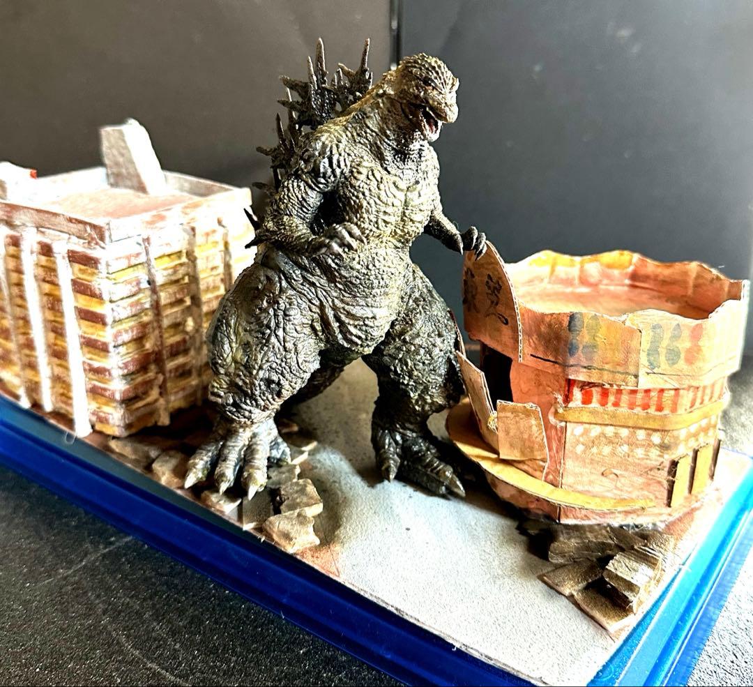 TMKゴジラ２０２３プラモデル組み立て完成品、銀座ジオラマセット