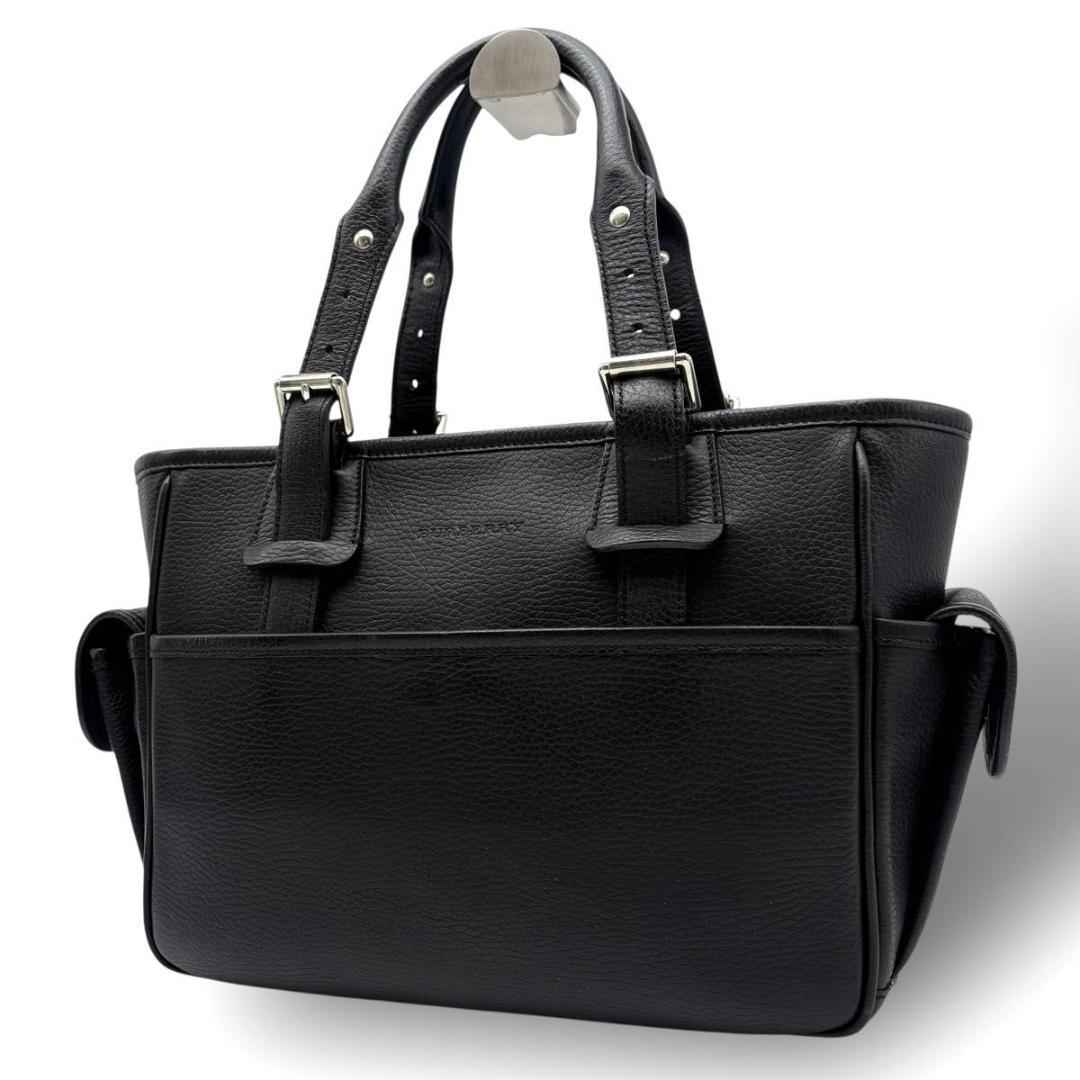 美品 BURBERRY バーバリー ハンドバッグ ノバチェック　レザー　ブラック