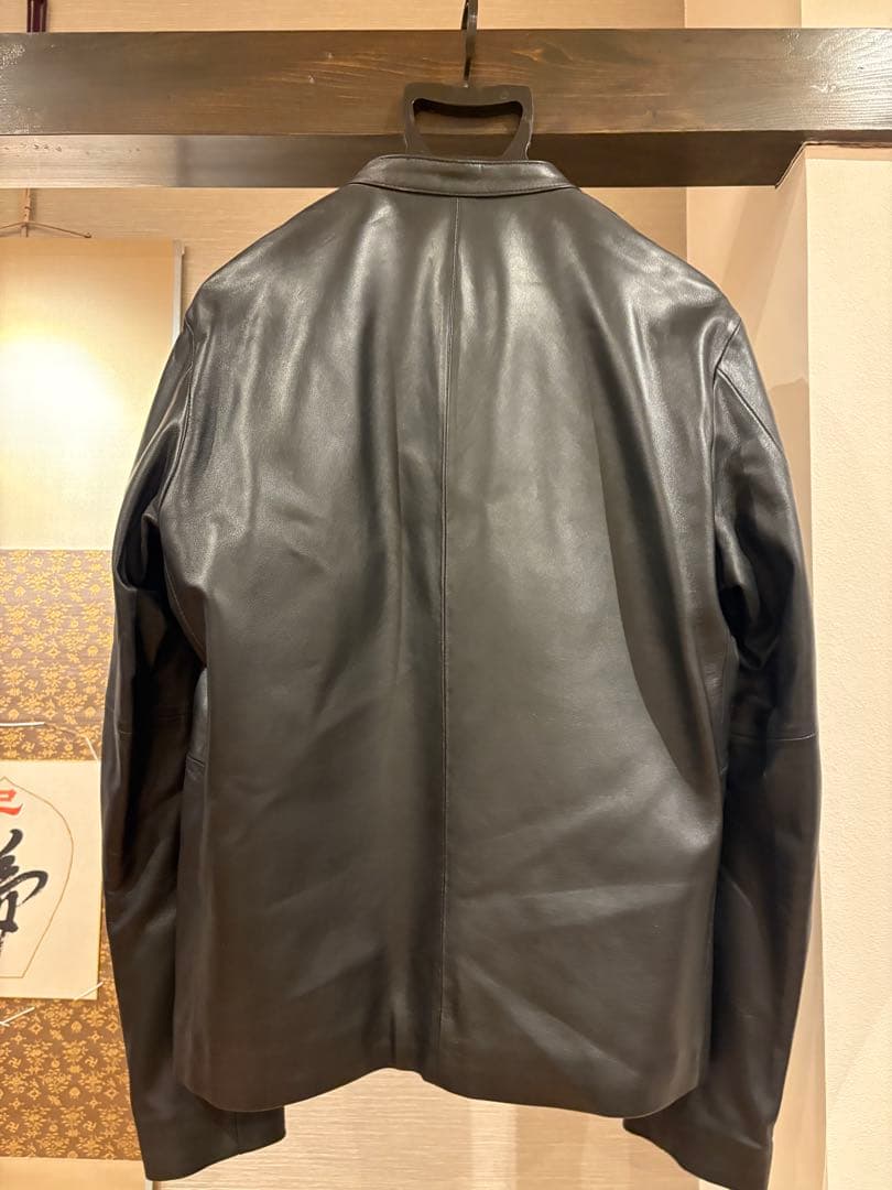 tk takeo kikuchi ブラック レザー シングルライダースジャケット