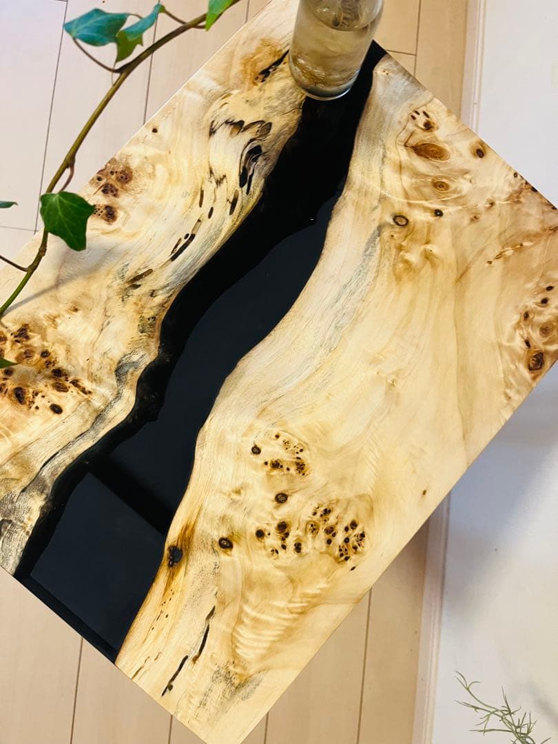 ポプラ　レジンテーブル　ソファテーブル　リバーテーブル　サイドテーブル