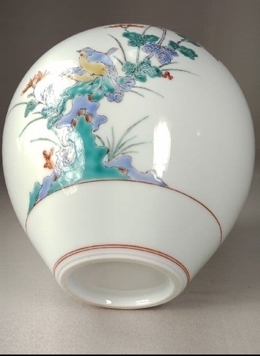 [未使用 美品]　有田焼　高麗庵　清六窯　中村清六　錦絵　花鳥紋　花瓶　希少