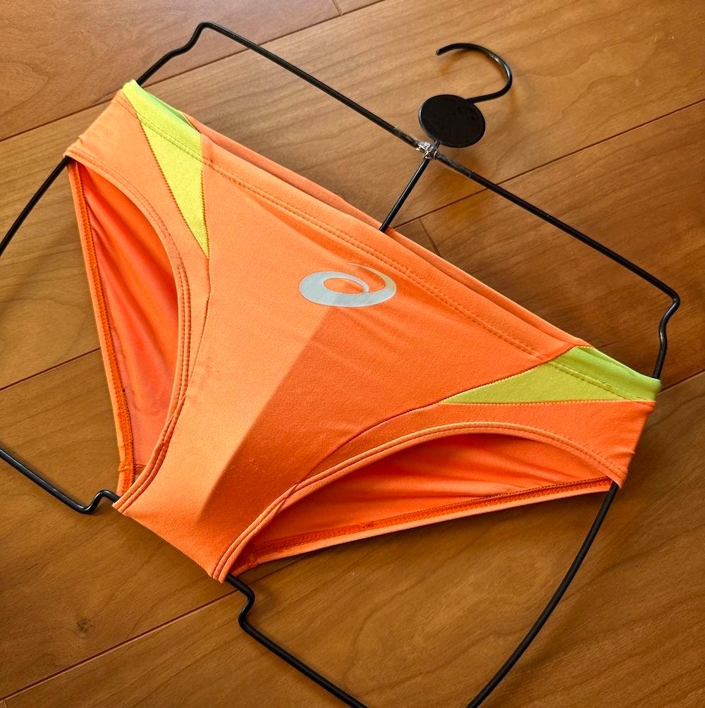 【美品】asics ハイドロ オレンジ×イエロー Mサイズ 超光沢 競パン