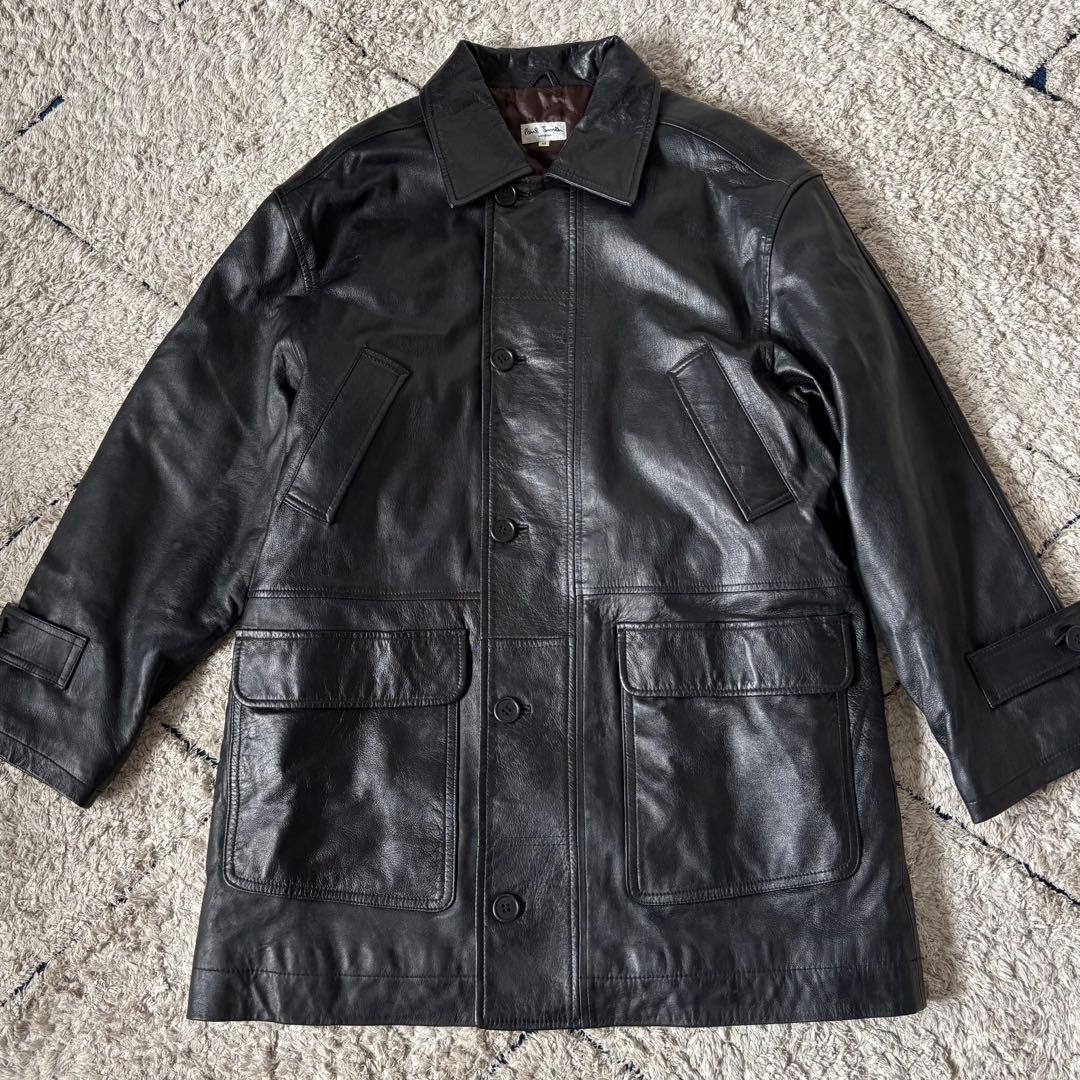 【本革✨】ポールスミス　レザーコート　ラムレザー　羊革　ロング　ブラック　黒