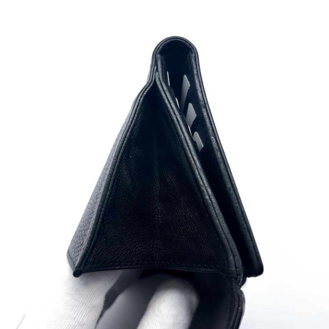 【美品✨】シャネル 財布 ココステッチ キャビア Wホック 二つ折 BL 黒