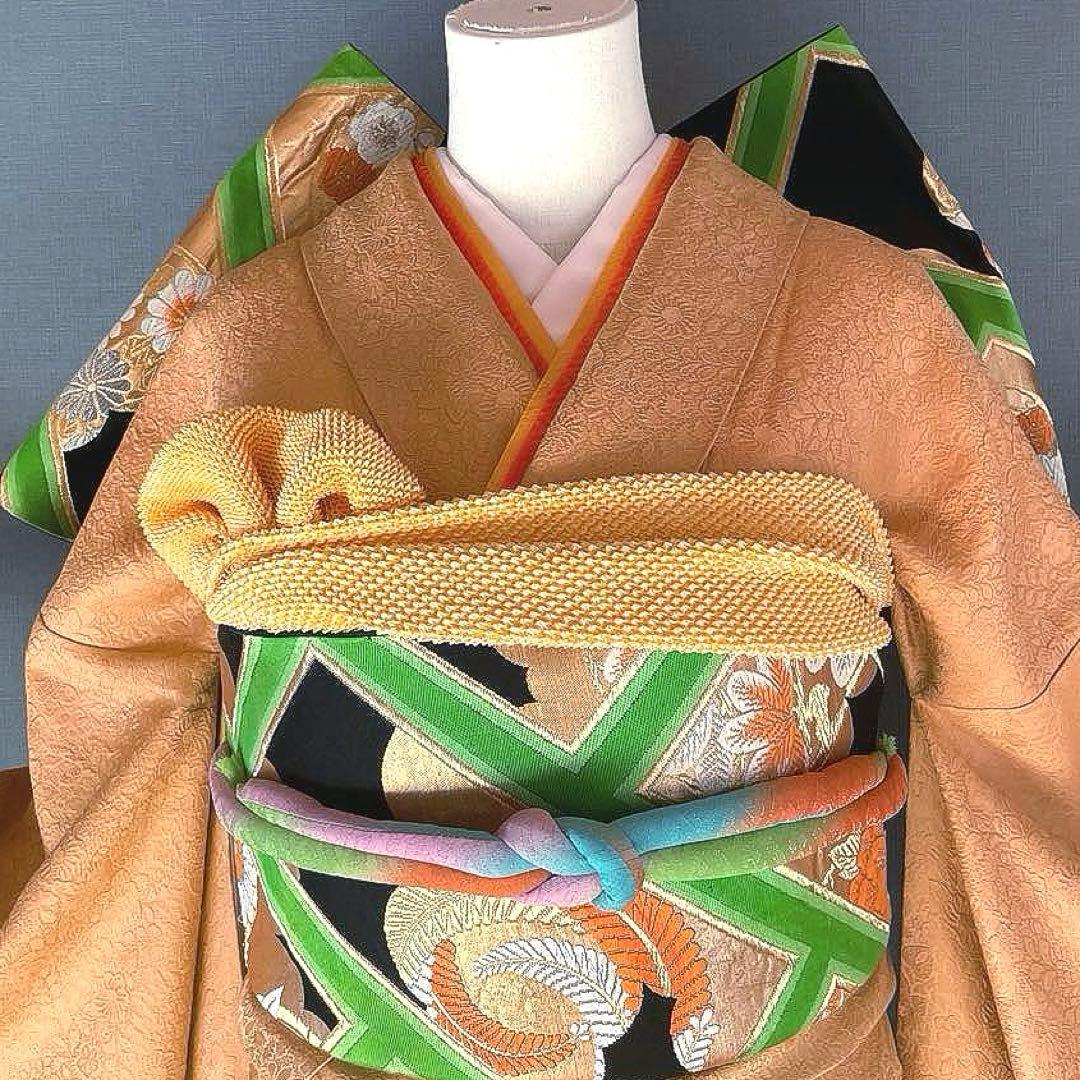 振袖フルセットますいわ屋　手染め　紋意匠　無地　成人式振袖　振袖　裄丈70