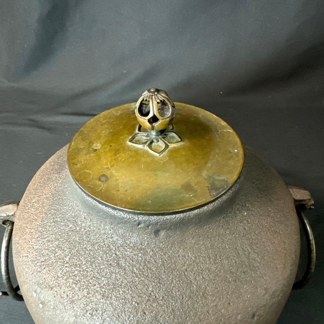 Ｆ42 送料無料　茶釜　阿弥陀堂釜　茶道　共箱　釜鐶　茶道具　金属工芸