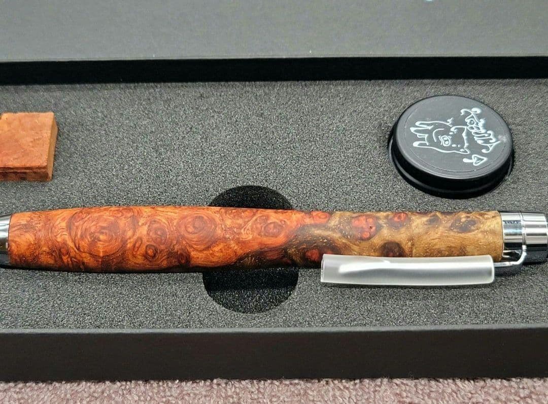 美品 こぶた工房　極上花梨瘤紅白　シャープペンシル0.5ミリ