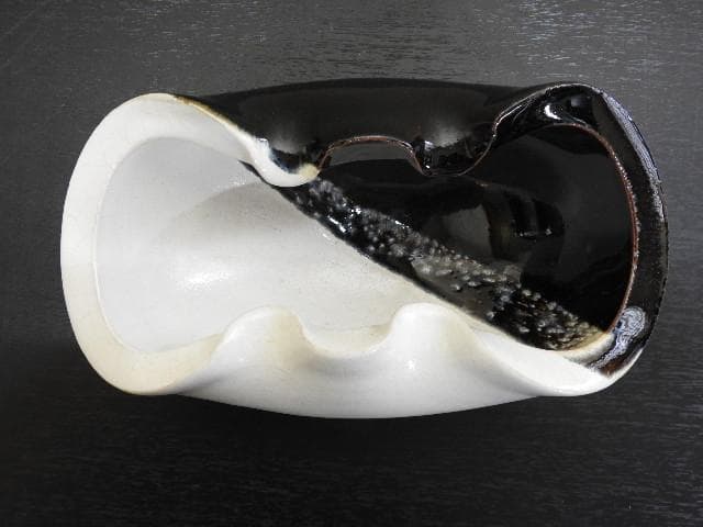 清水卯一　二彩灰皿　共箱　MA１５６