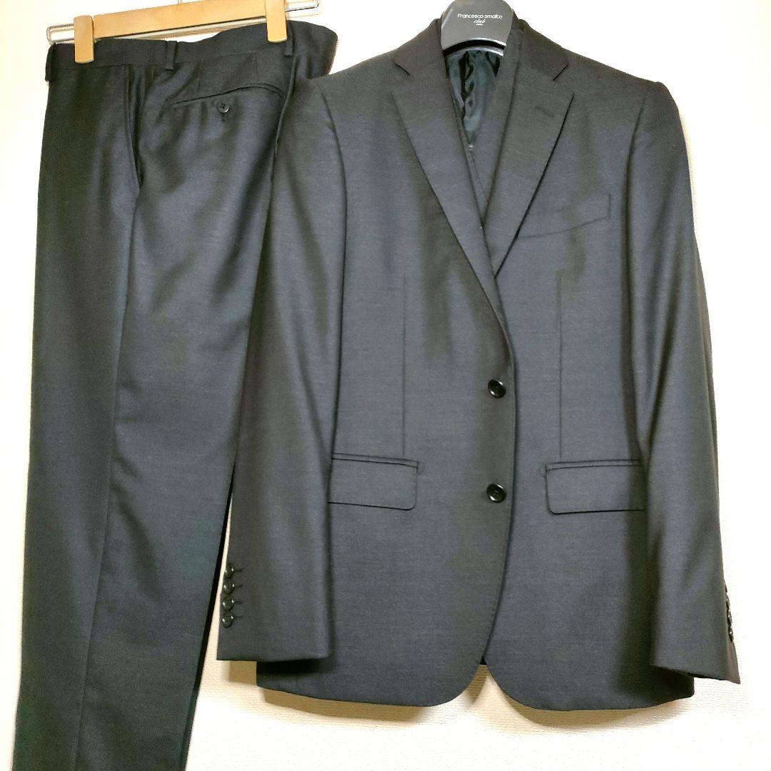 未使用級　ウールシルク スリーピース スーツ 黒