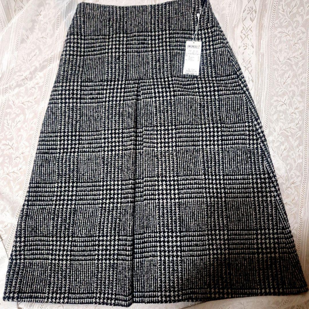 〔極美品〕新品未使用 23区ウールグレン チェック柄 タックスカート