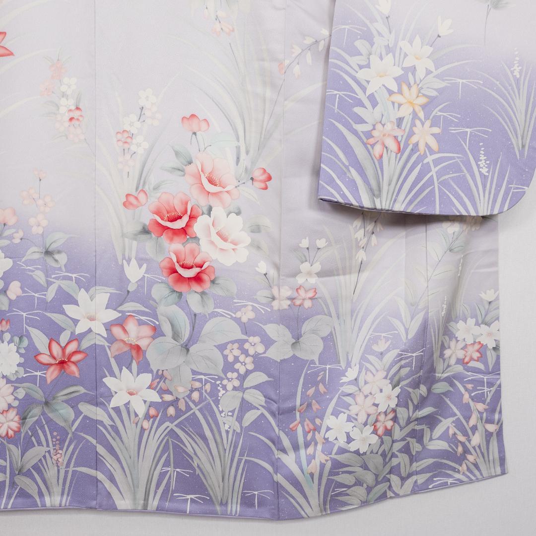 S R7SK1321 振袖+帯 2点セット 花 道長花鳥文 扇 ピンク