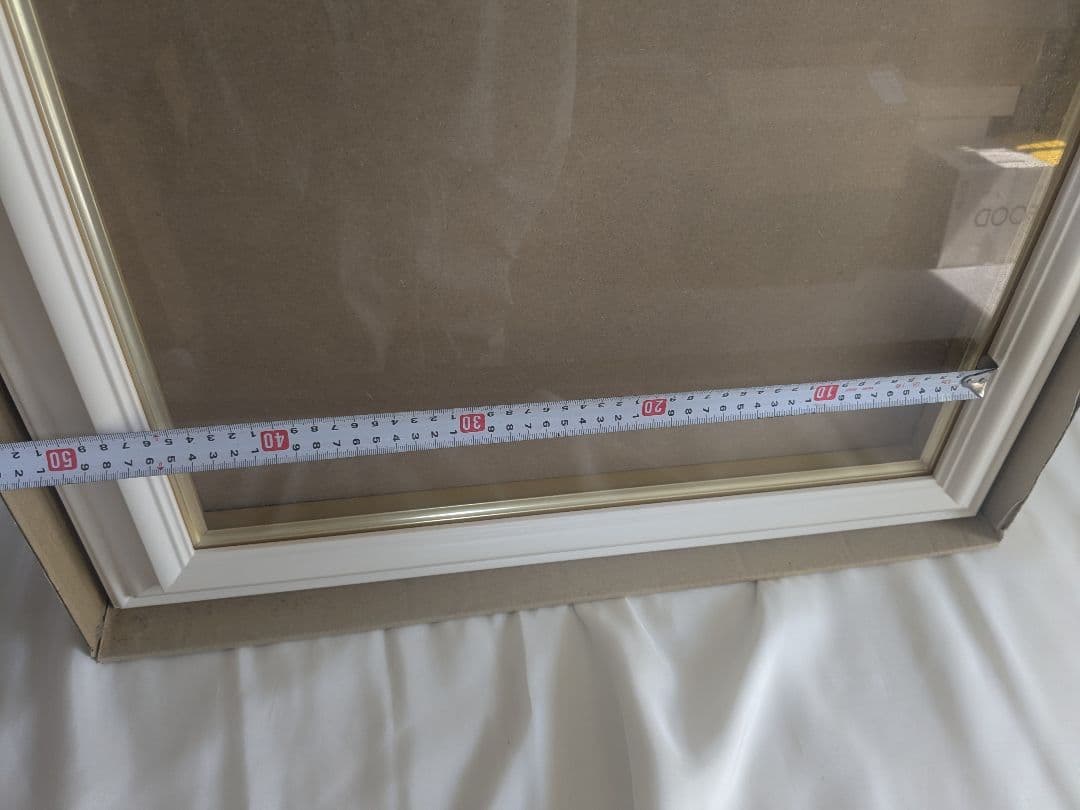 額縁 ホワイト F10 金縁 アクリル付き アンティーク ヴィンテージ