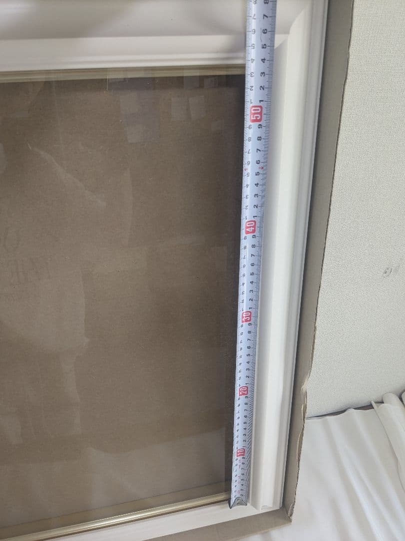 額縁 ホワイト F10 金縁 アクリル付き アンティーク ヴィンテージ