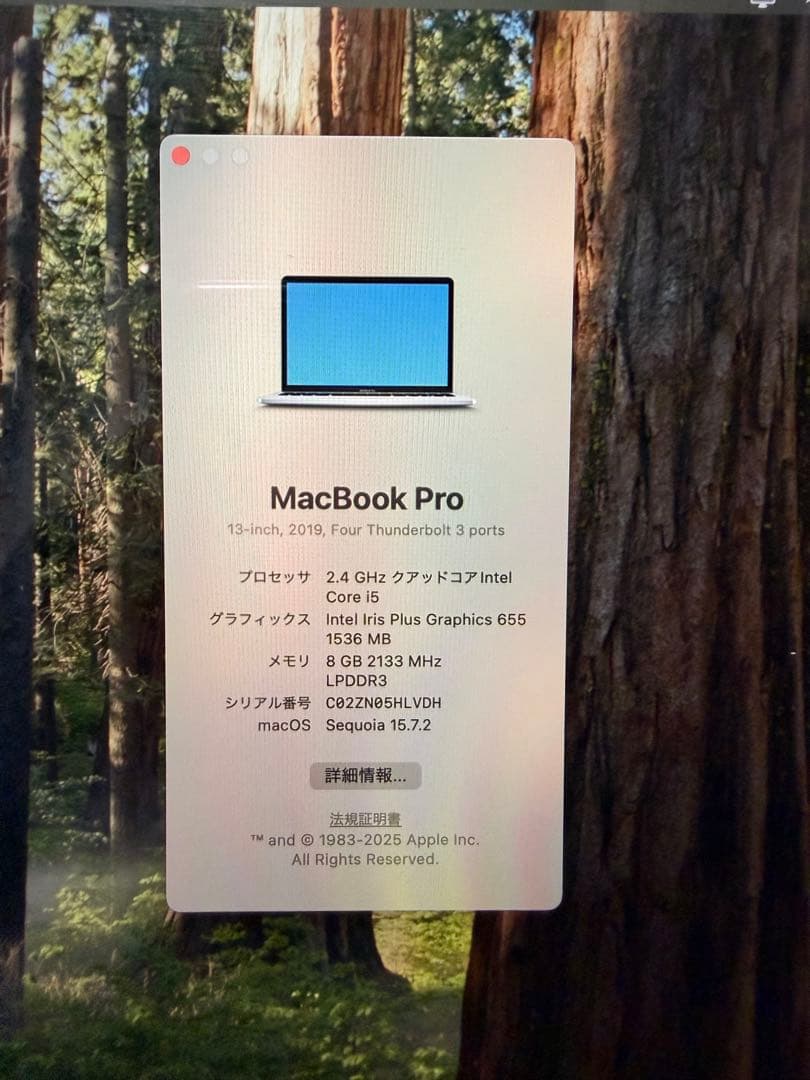 MacBook Pro2019 13インチ 16GB /512GBシルバー箱付き