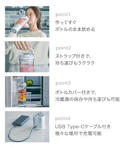 Ninja Blast コードレスミキサー │ USB Type-C充電対応