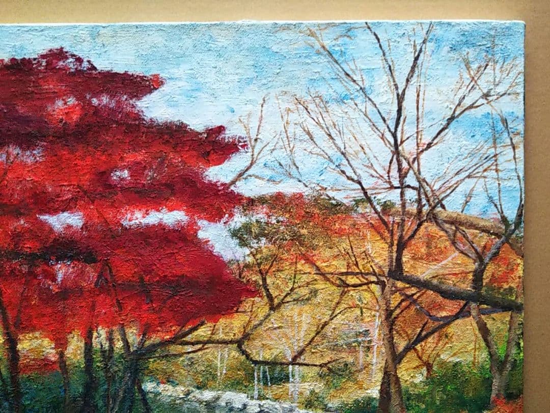 油絵 風景画 京都もみじ P10【11月】