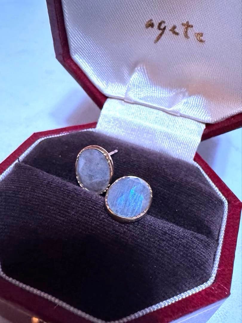 【美品】ageteアガット K10 SVgf大粒 ラブラドライト ピアス