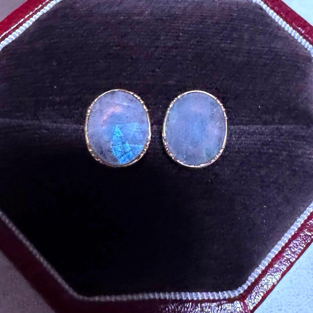 【美品】ageteアガット K10 SVgf大粒 ラブラドライト ピアス