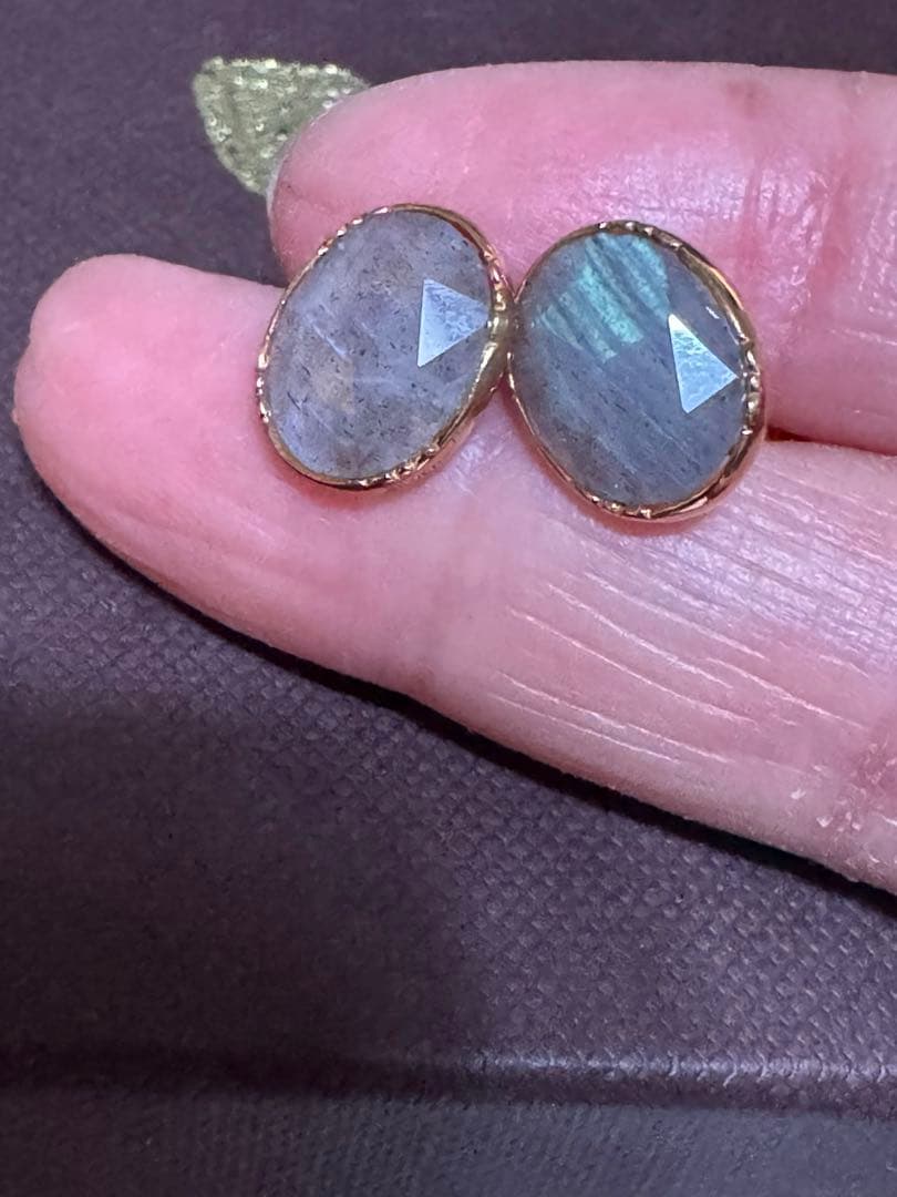 【美品】ageteアガット K10 SVgf大粒 ラブラドライト ピアス