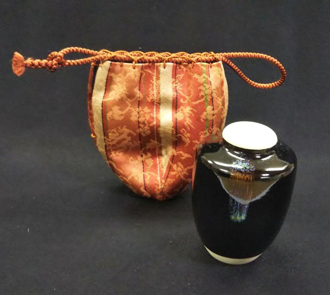 茶道具 茶入 肩付 肩衝 仕服 珠光裂 間道 西陣織 新品
