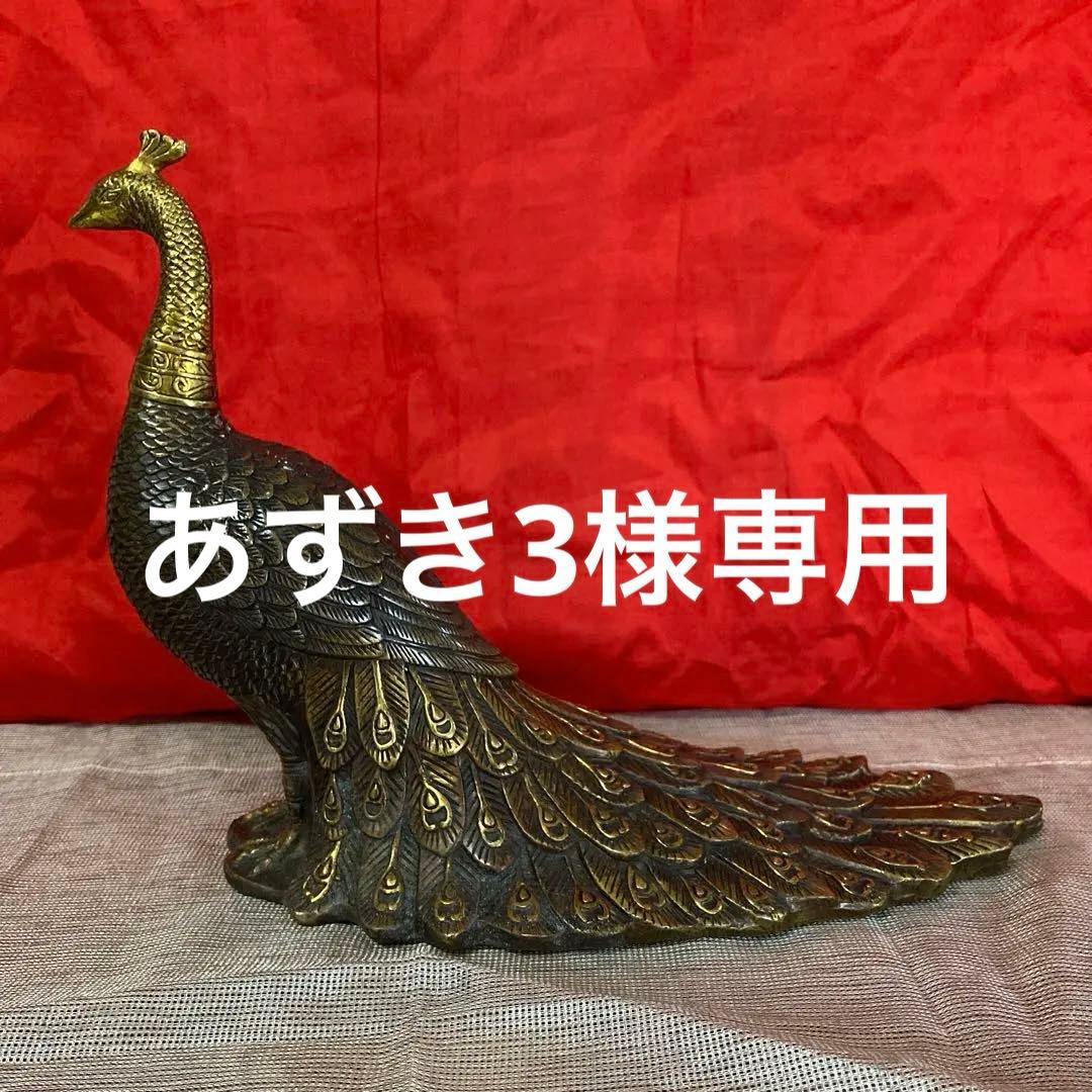 中国　古銅　孔雀像　置物　細密オブジェ　乾隆年製銘