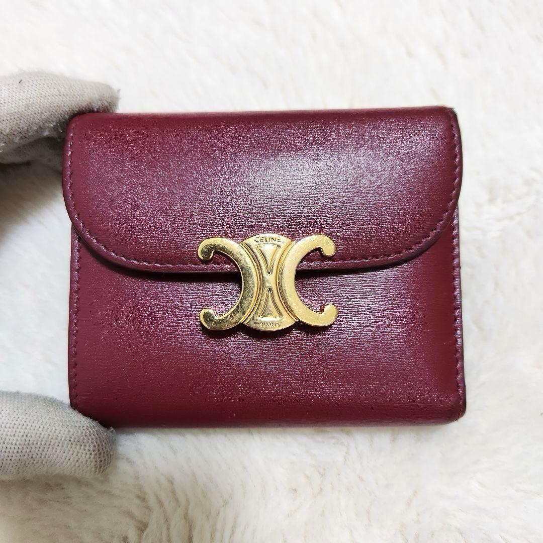 ✨未使用級　正規品✨セリーヌ　三つ折り　トリオンフ　スモールウォレット　レザー