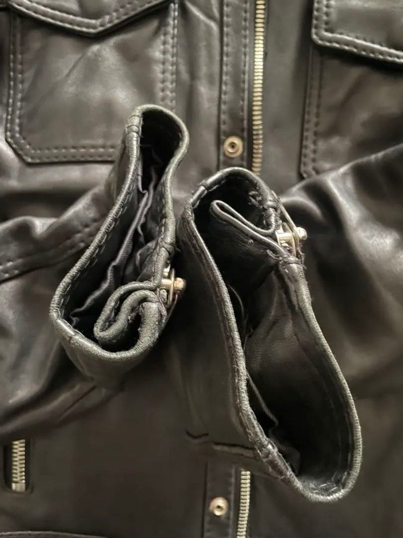 Stud homme L字-ZIP レザー ジャケット ブルゾン ライダース