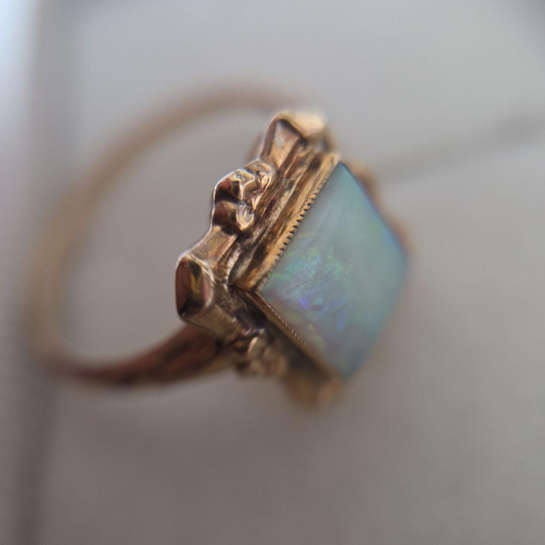 ヴィンテージ品 K10YG オパール スクエア リング