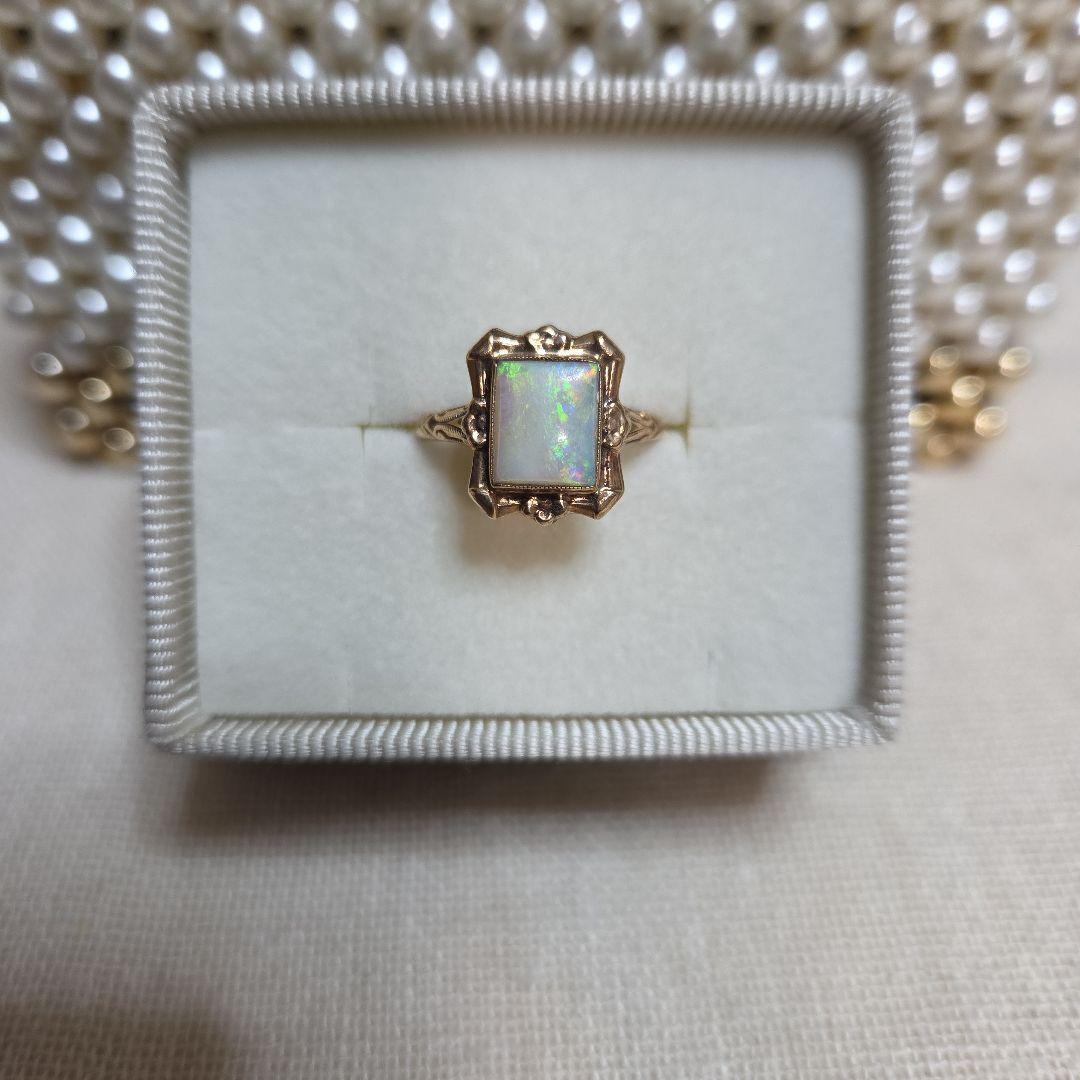 ヴィンテージ品 K10YG オパール スクエア リング