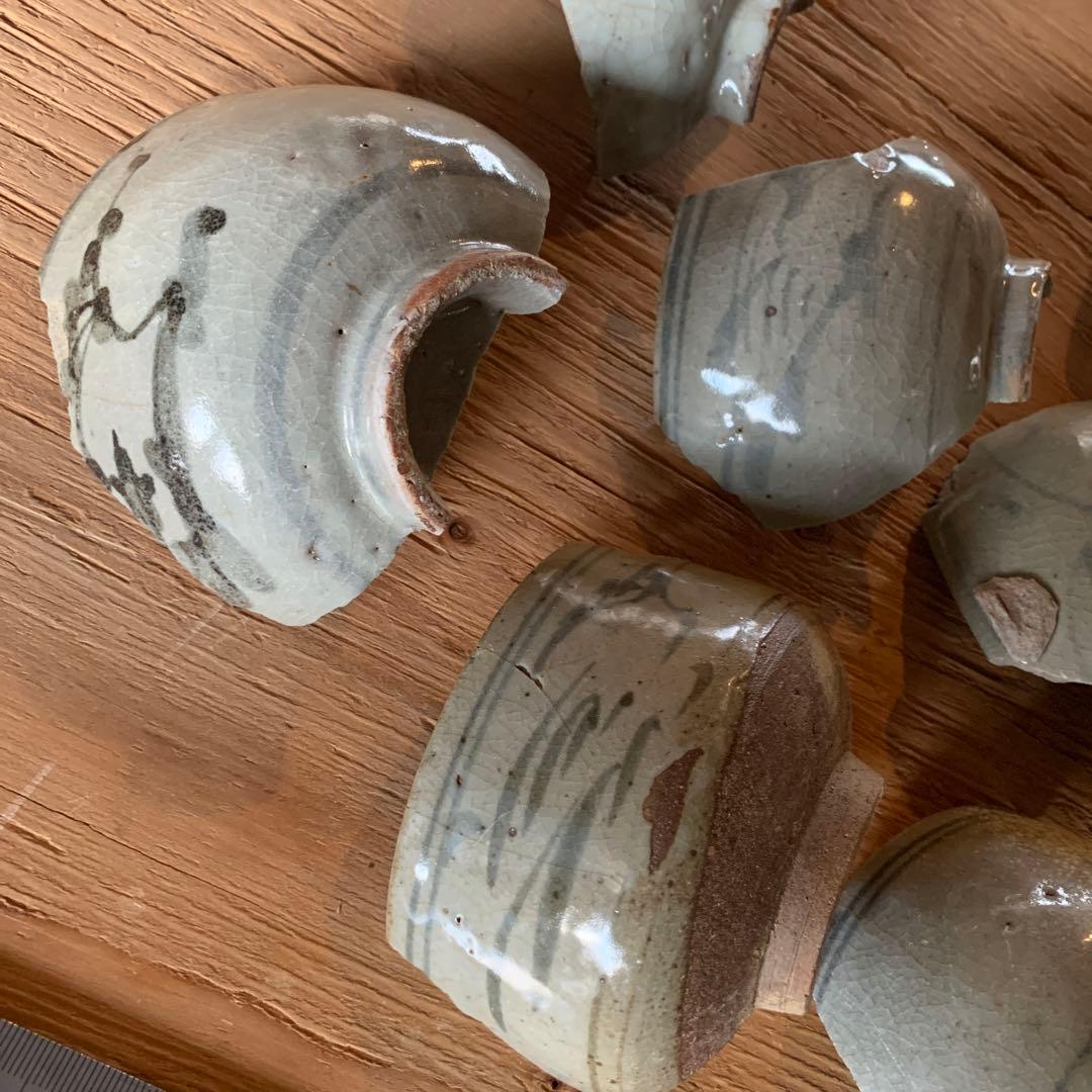 陶片　古唐津　唐津焼　古道具　金継ぎ　呼び継ぎ　模様