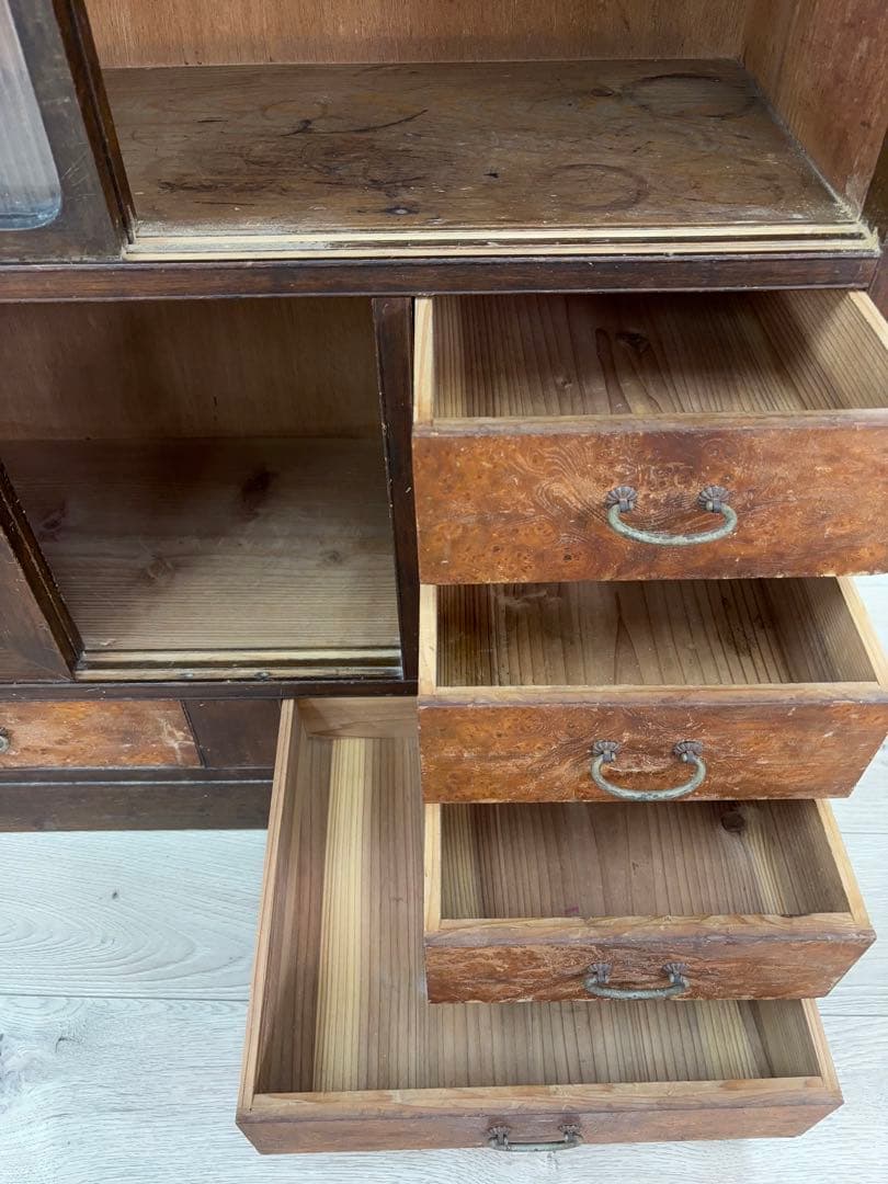 茶箪笥 飾り棚 和家具 昭和レトロ 時代物 食器棚 -496-