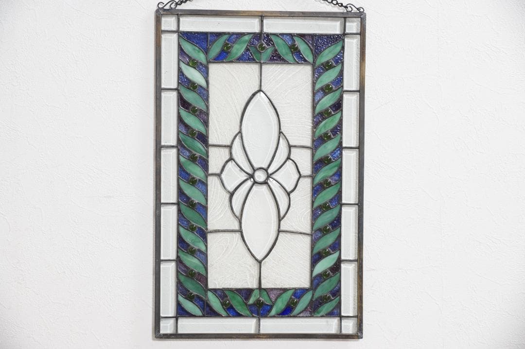 西洋アンティーク　大　ステンドグラス　縦54cm×横35cm　 アートパネル