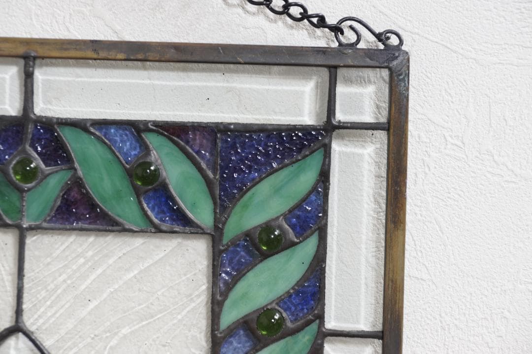 西洋アンティーク　大　ステンドグラス　縦54cm×横35cm　 アートパネル