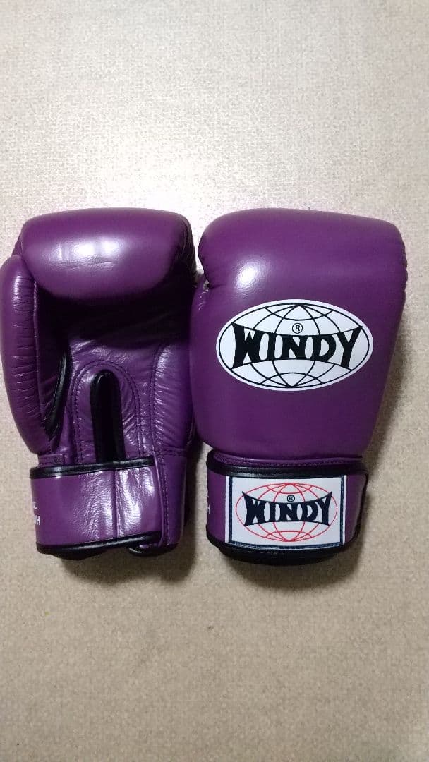 本革製WINDYボクシンググローブ 8oz 紫 キックボクシング