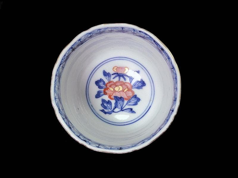 大聖寺伊万里　色絵　鶴に龍の図　向付　猪口　２客　D933AS-CPd