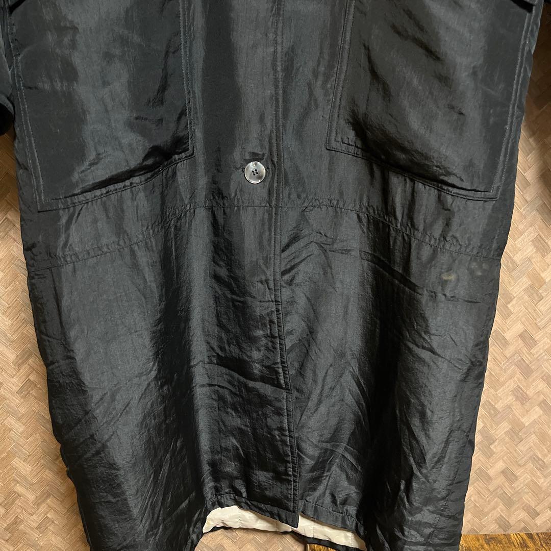 90s ヴィンテージ ナイロン中綿 ロングコート 黒