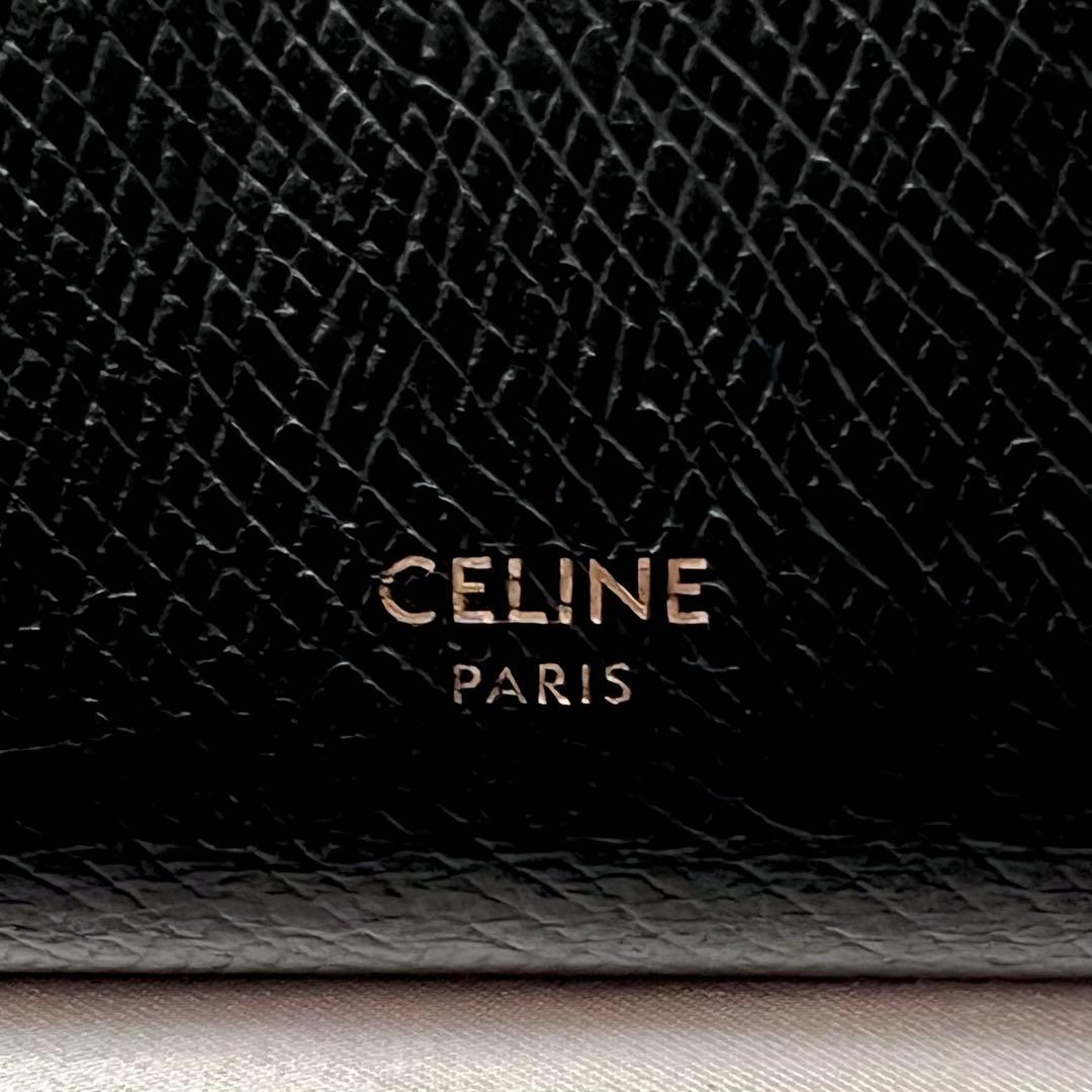 ◇美品◇セリーヌ　ストラップウォレット　二つ折り財布　ブラック　レザー