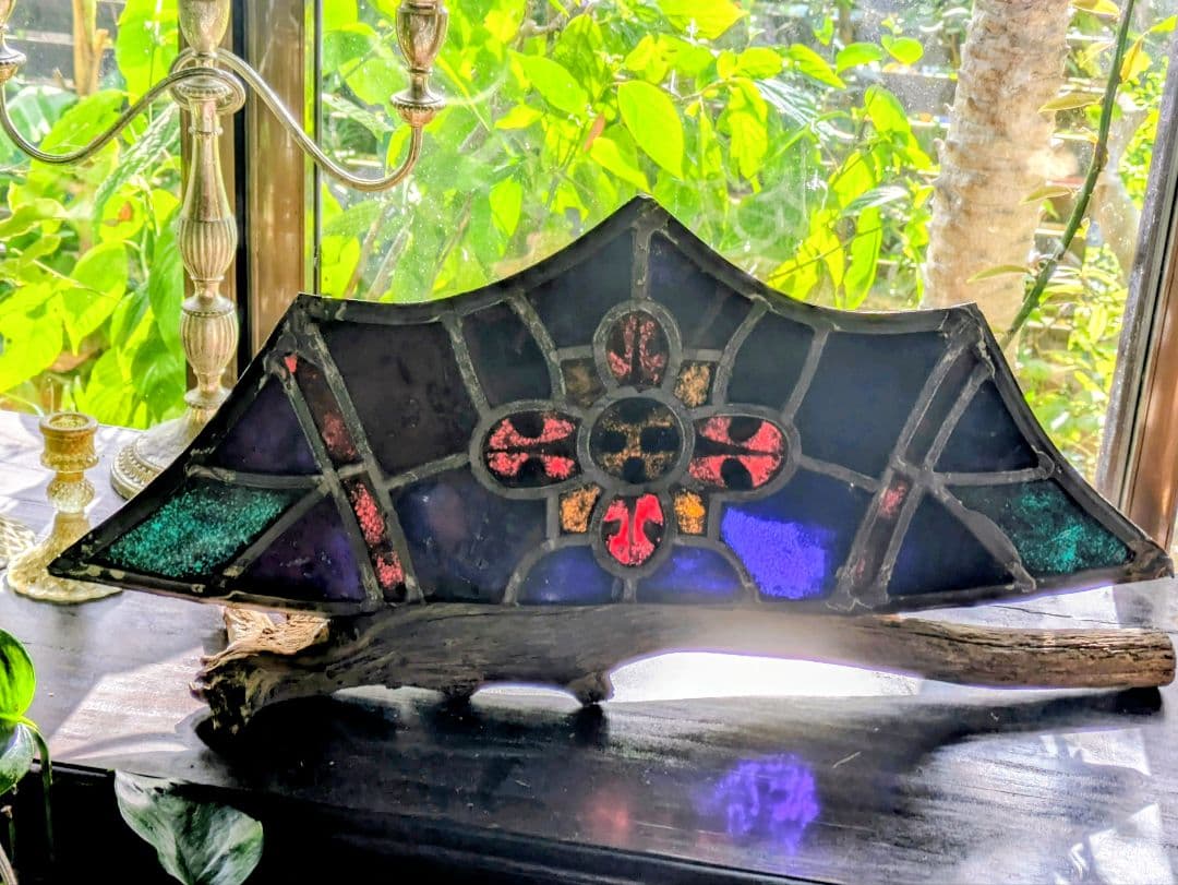 本物伝統技法！ イタリア 教会 バラ窓 アンティークステンドグラス