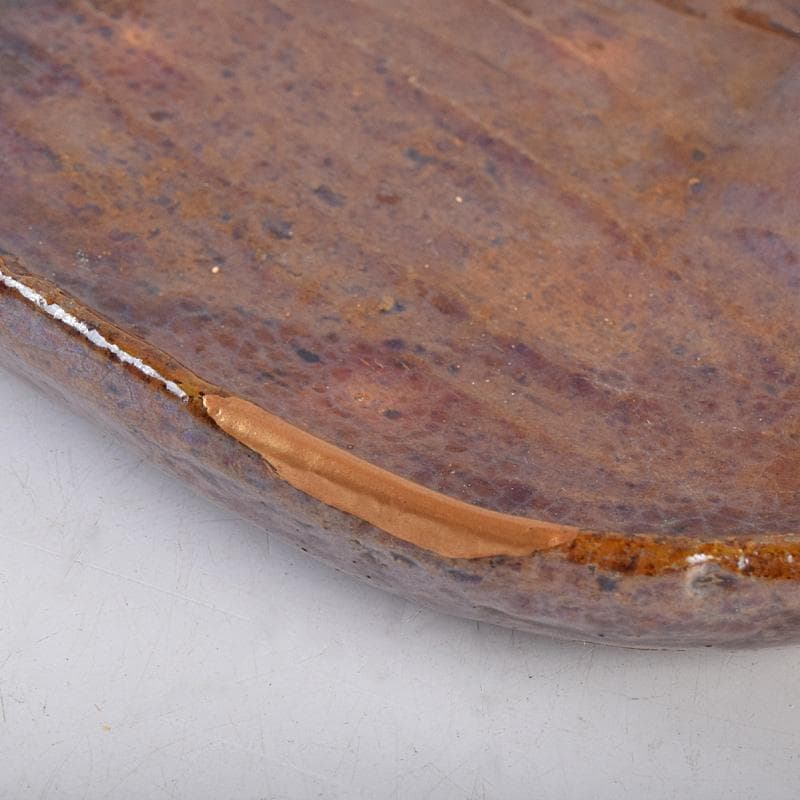 大樋焼　瓢式向皿　銘々皿　五客　在銘　時代箱付　V　R8991