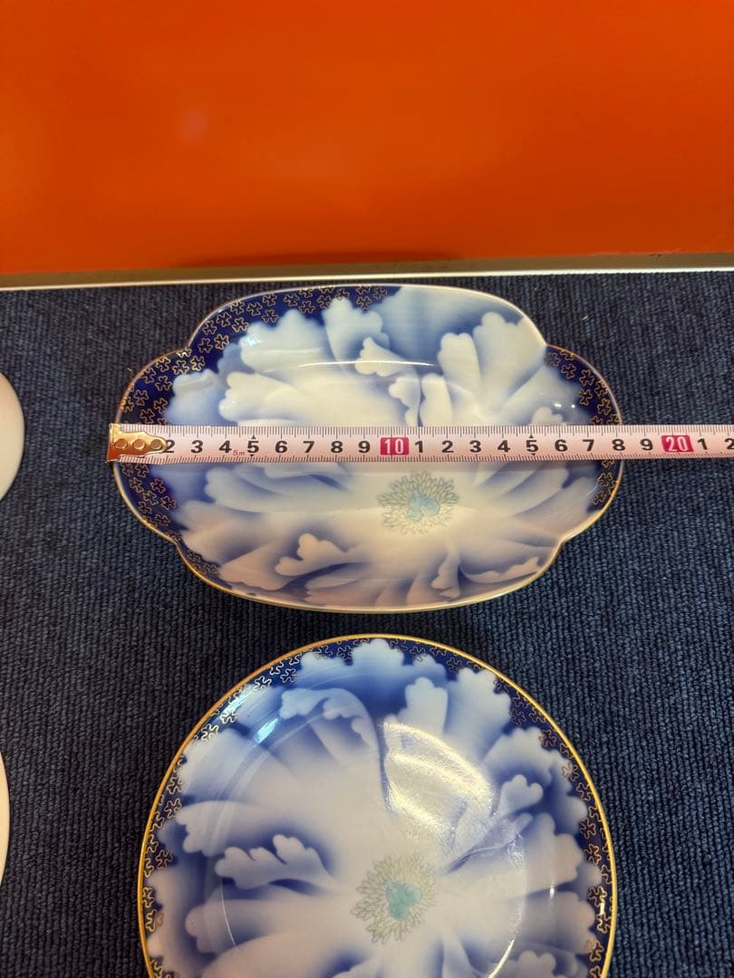 1897深川製磁　牡丹金ミル　楕円中皿2客　丸皿2客　楕円小皿4客　金彩　未使用