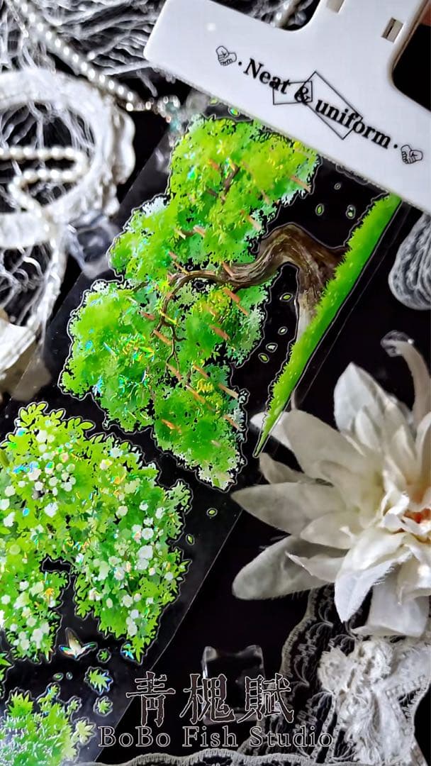 【9374】海外5m巻　貝殻光カッティングマスキングテープ　木　自然　装飾背景系