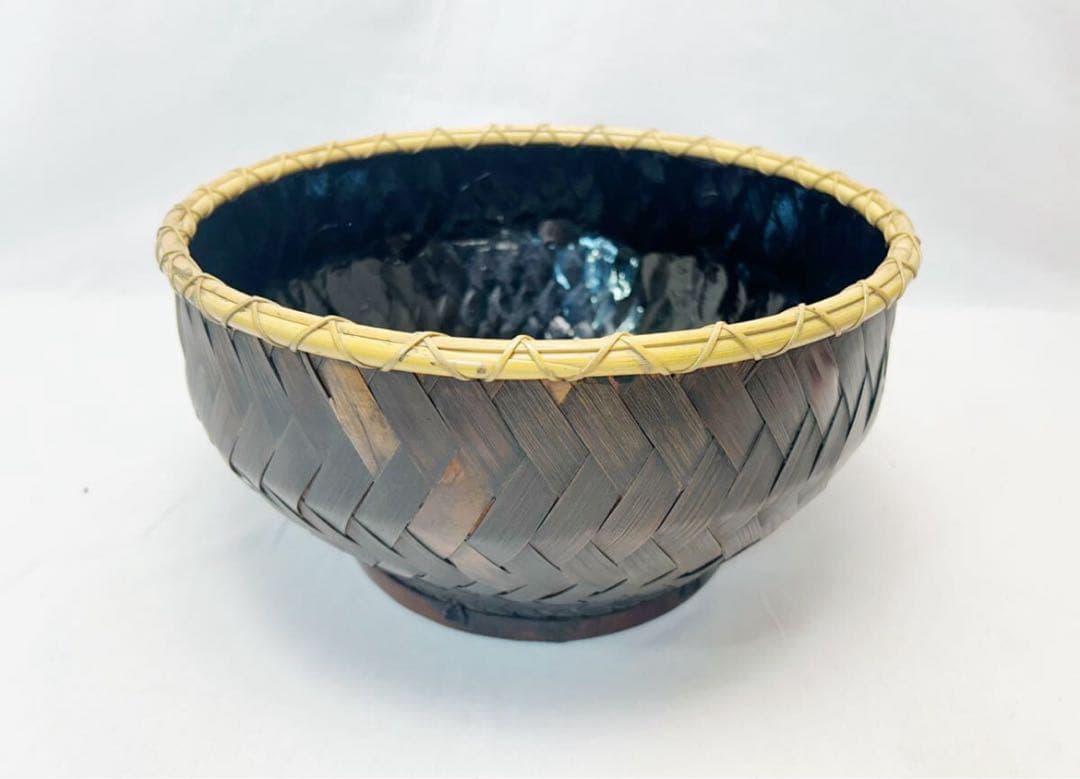 ほぼ未使用 茶道具 東山麗 竹園斎作 淡々斎好写 独楽籠 炭斗 刻印炭点前 共箱