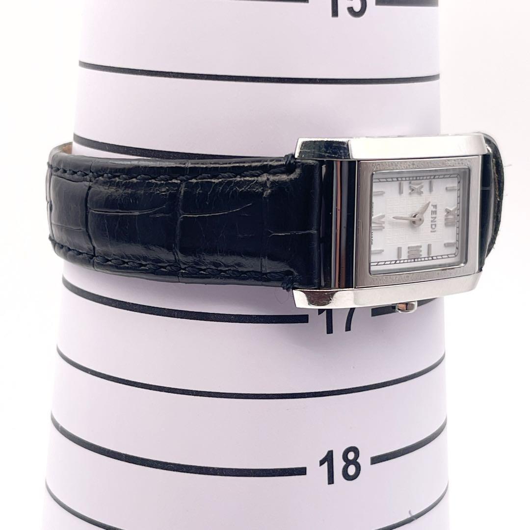 【稼働】　フェンディ　ズッカ柄文字盤　ウォッチ　クオーツ　クロコ型押し純正ベルト