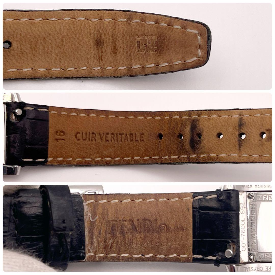 【稼働】　フェンディ　ズッカ柄文字盤　ウォッチ　クオーツ　クロコ型押し純正ベルト