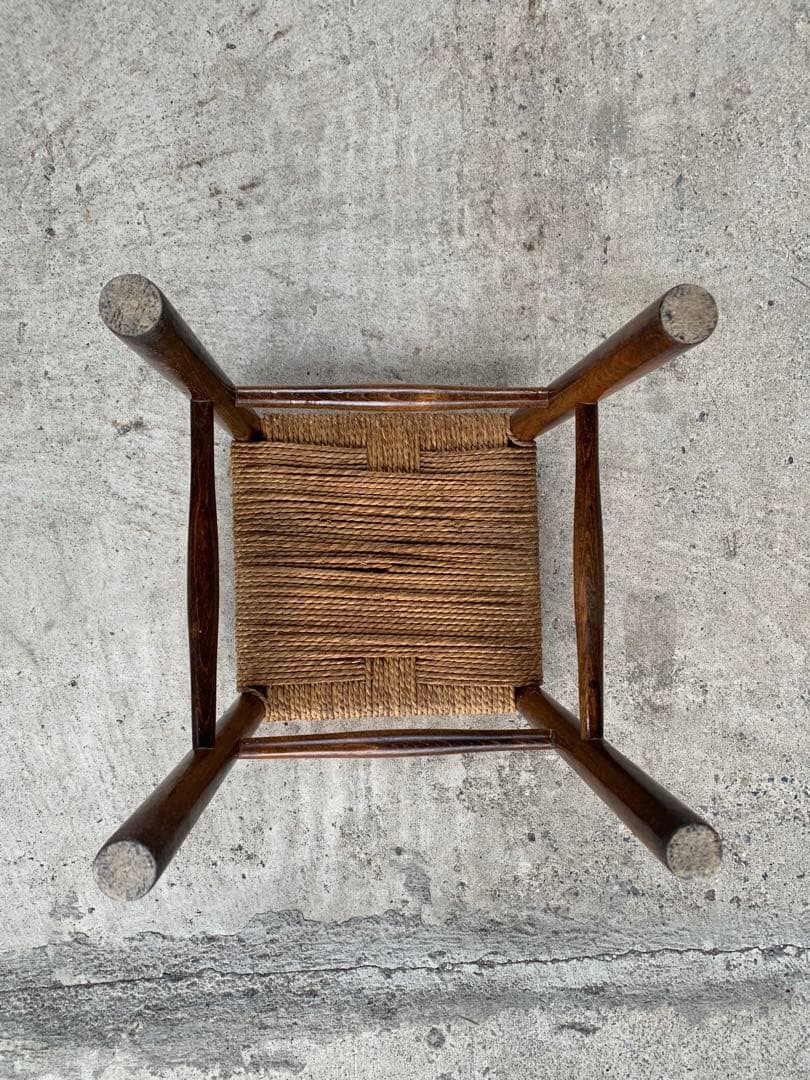 アンティーク ラッシュ スツール 縄編み チェア 民芸家具 椅子 No.6