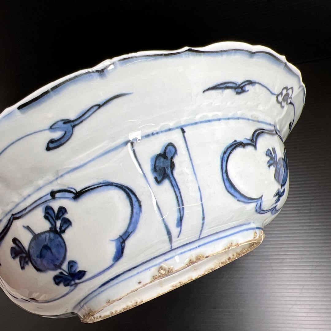 中国明時代　古染付兜鉢　口径約21.5㎝　東Y7-1202☆2Fタサオ