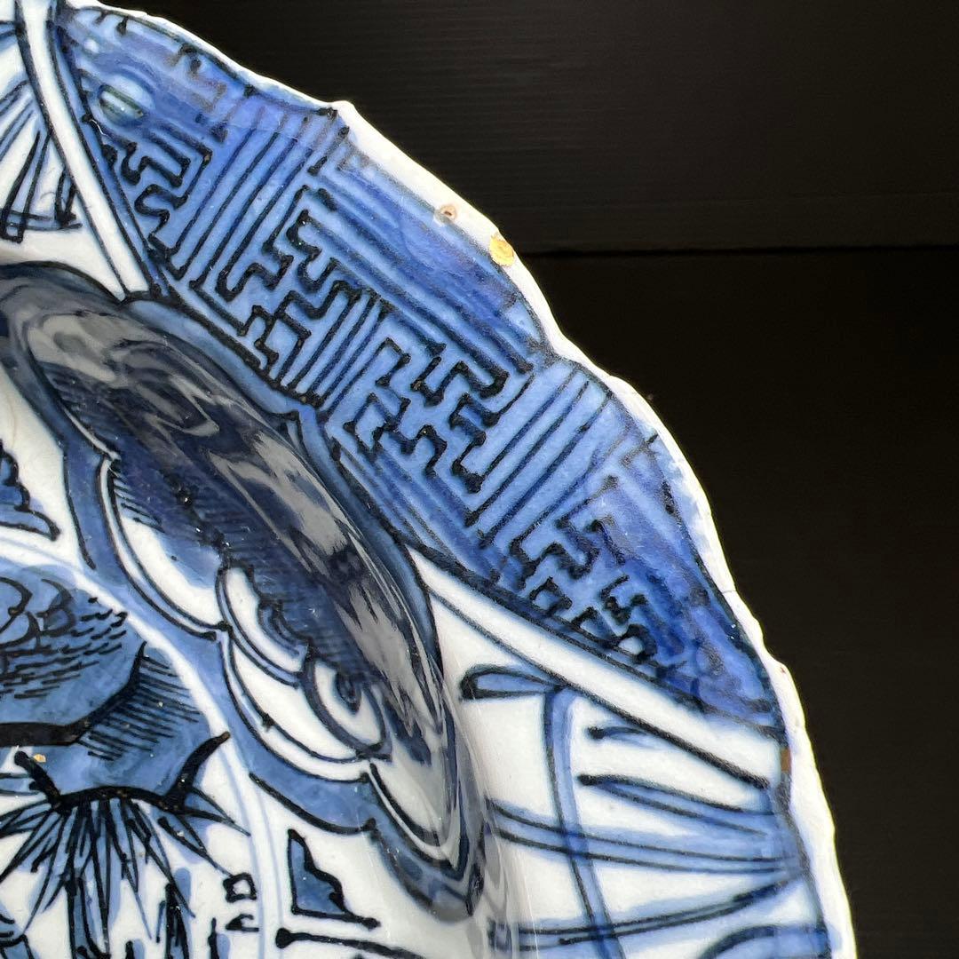 中国明時代　古染付兜鉢　口径約21.5㎝　東Y7-1202☆2Fタサオ