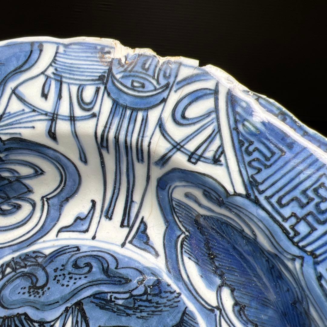 中国明時代　古染付兜鉢　口径約21.5㎝　東Y7-1202☆2Fタサオ