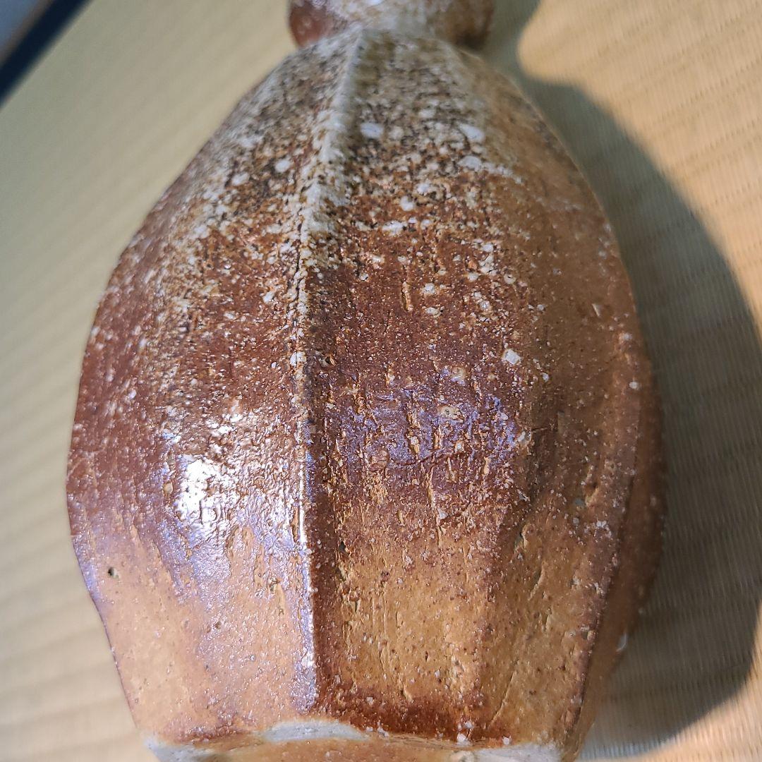 信楽焼 高橋美子作 面取花入 高さ6.5寸（約20cm） 共箱 本物保証